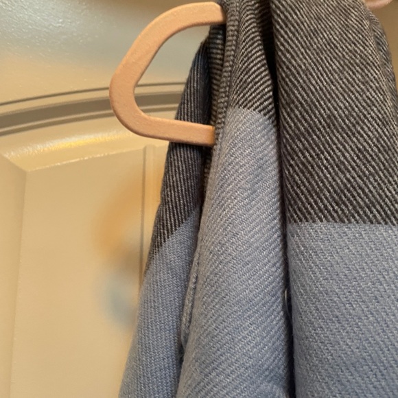 JCrew (multi colors of blue) Cape Scarf Wrap with med. blue fringe. Like new. - Picture 4 of 9